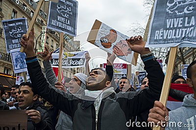 Paris, France, Egypt Demonstration Protesting Editorial Stock Photo