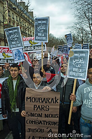 Paris, France, Egypt Demonstration Protesting Editorial Stock Photo