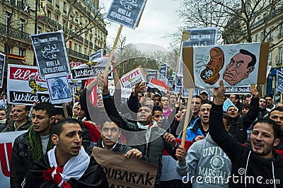 Paris, France, Egyptian Demonstrators Protesting Editorial Stock Photo