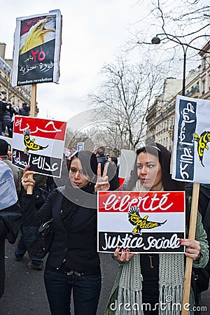 Paris, France, Egyptian Demonstrators Protesting Editorial Stock Photo