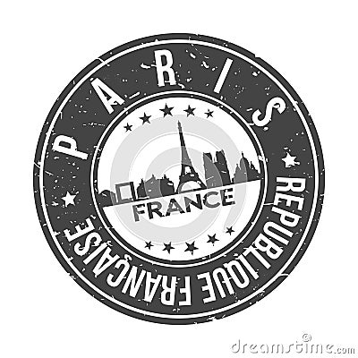 Paris France Europe Stamp. Logo Icon Symbol Design Skyline City Vector. Vector Illustration