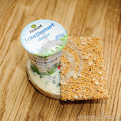 Alnatura Schaf Joghurt natur organic yogurt crispbread Editorial Stock Photo