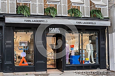 Exterior view of a Karl Lagerfeld boutique, Paris, France Editorial Stock Photo