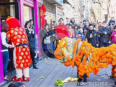 Chinese new year 2019 Paris France - Lion dancing Editorial Stock Photo