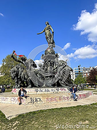 Paris, France, Damage to CIty Monuments After Anti-Government, Anti-Macron, Anti-Retirement Law Reform Demonstrations Editorial Stock Photo