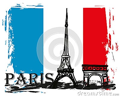 Paris, France - grunge abstract card Vector Illustration