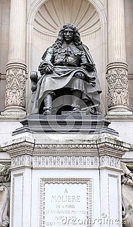 Bronze statue of the French poet and playwright Moliere in Paris Stock Photo