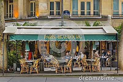 Coffe Restaurant Exterior Facade, Paris, France Editorial Stock Photo