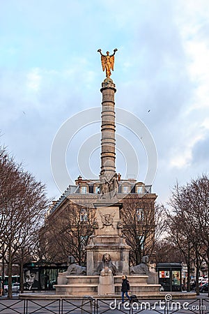 Paris, France - January 17, 2019: Fontaine de la Victoire in Paris Editorial Stock Photo