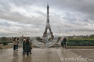 Trocadero Eiffel Tower Viewpoint, Paris Editorial Stock Photo