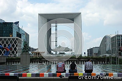 Grand Arche the central and iconic building of La Defense Editorial Stock Photo