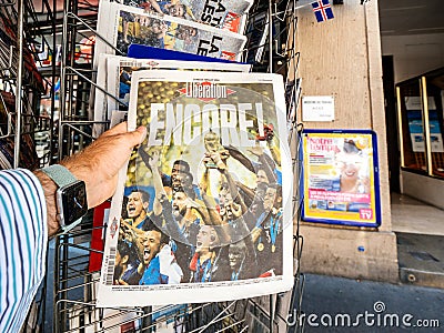 Liberation Newspaper French national football winner of FIFA Wor Editorial Stock Photo