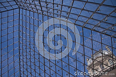 PARIS, FRANCE - JULY 18, 2010: Bottom-up view to the Louvre Editorial Stock Photo