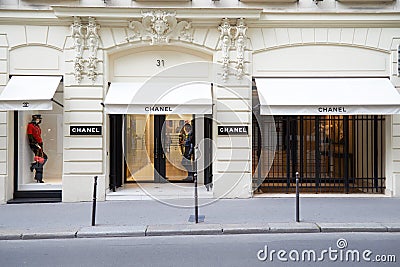 Chanel fashion luxury store in Paris, France Editorial Stock Photo