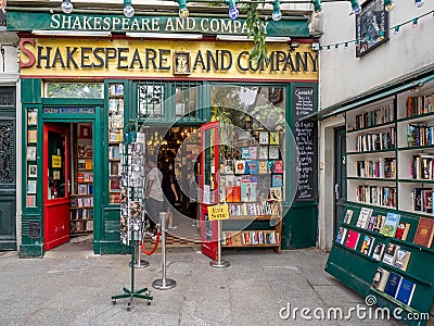 Shakespeare and Company bookstore in the Latin Quarter of Paris Editorial Stock Photo