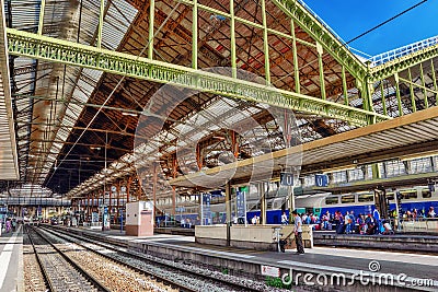 PARIS, FRANCE - JULY 09, 2016 : High speed train at the North R Editorial Stock Photo