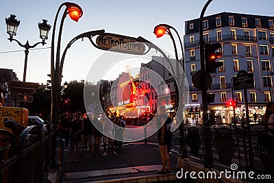 Metropolitan subway station with art nouveau decorations in Paris, France Editorial Stock Photo