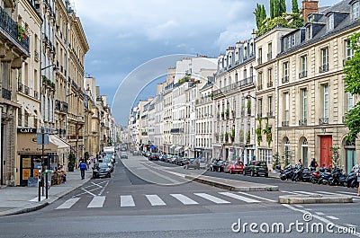 Urban scene, street view in Paris, France Editorial Stock Photo