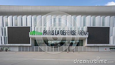 Paris, France - Jun 13, 2020: Facade of La Defense Areana in sunny afternoon Editorial Stock Photo