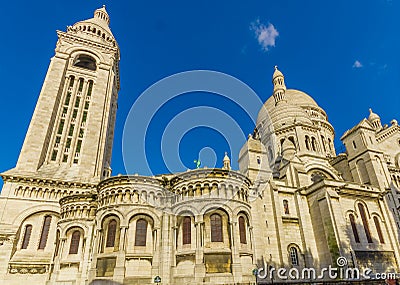 Paris, France June 1, 2015: Spectacular Basilica of the Sacred Heart located in Montmarte Editorial Stock Photo