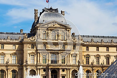 PARIS, FRANCE - JUNE 23, 2017: View of the Pavillon Sully of the Louvre. Is the world largest art museum and is housed in the Editorial Stock Photo