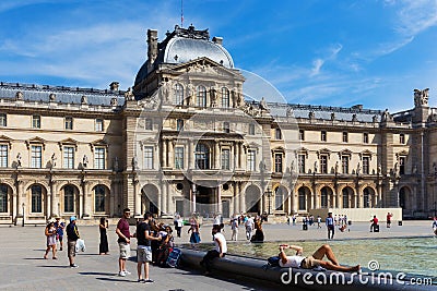 PARIS, FRANCE - JUNE 23, 2017: View of the Pavillon Sully of the Louvre. Is the world`s largest art museum and is housed in the Editorial Stock Photo