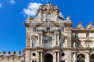 PARIS, FRANCE - JUNE 23, 2017: View of the Pavillon Turgot of the Louvre. Is the world largest art museum and is housed in the Editorial Stock Photo