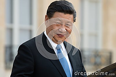 PARIS, FRANCE - MARCH 25, 2018 : Xi Jinping at the Elysee Palace. Editorial Stock Photo