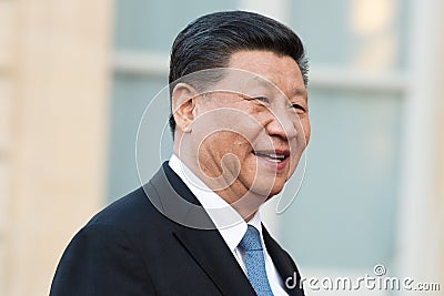 PARIS, FRANCE - MARCH 25, 2018 : Xi Jinping at the Elysee Palace. Editorial Stock Photo