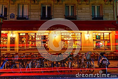 The famous brasserie de l 'Isle Saint Louis located near Notre Dame cathedral in Paris, France. Editorial Stock Photo
