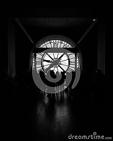 Paris, France, March 28 2017: Inside view of the clock of Orsay museum in Paris Editorial Stock Photo