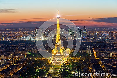 PARIS, FRANCE - May 5, 2016: Beautiful Paris skyline view Eiffel Editorial Stock Photo