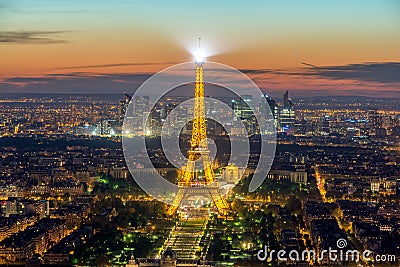 PARIS, FRANCE - May 5, 2016: Beautiful Paris skyline view Eiffel Editorial Stock Photo