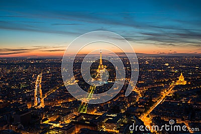 PARIS, FRANCE - May 5, 2016: Beautiful Paris skyline view Eiffel Editorial Stock Photo