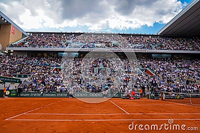 Court Philippe Chatrier at Le Stade Roland Garros during round 4 match at 2022 Roland Garros in Paris, France Editorial Stock Photo