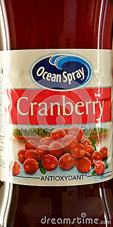 Paris; France - may 6 2020 : cranberry juice bottle Editorial Stock Photo