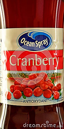 Paris; France - may 6 2020 : cranberry juice bottle Editorial Stock Photo