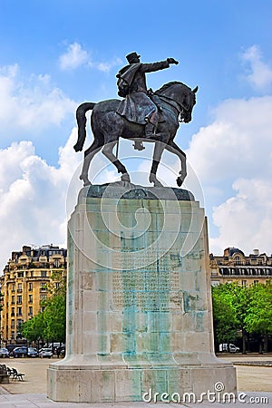 Statue of Marshal Joseph Jacques Cesaire Joffre, french general during WW I, Paris Editorial Stock Photo