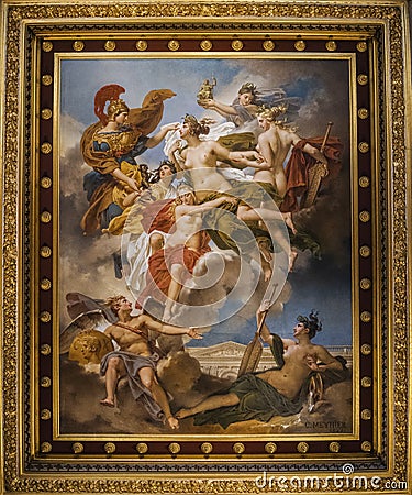 Les Nymphes de ParthÃ©nope painting, by Charles MEYNIER, exposed in Louvre Museum Editorial Stock Photo