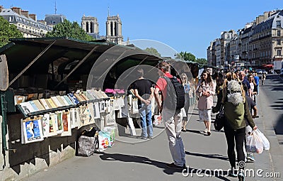 Book and souvenir stalls along the Seine, Paris Editorial Stock Photo