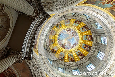 PARIS, FRANCE, NOVEMBER 24 2015. Dome over Napoleon`s Tomb at th Editorial Stock Photo