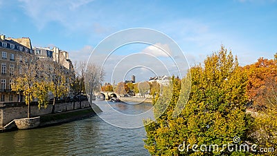 View Seine River Flows Through Central Of Paris City In Autumn, France. Editorial Stock Photo