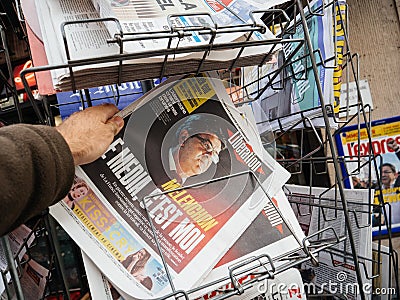 The Media is Me jean Luc Melenchon newspaper liberation France Editorial Stock Photo