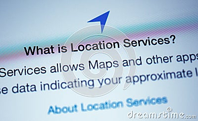 What is location services Editorial Stock Photo