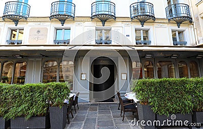 Drouant is historic Parisian restaurant founded in 1880, located in the very center of Paris, between the Opera Garnier Editorial Stock Photo