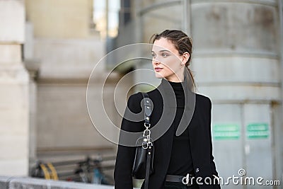 Street style outfits at Paris Fashion Week Editorial Stock Photo