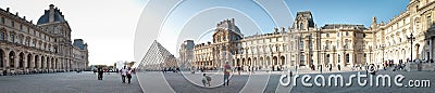 Panoramic view of the square where the Louvre museum is located, with its famous glass pyramid Editorial Stock Photo