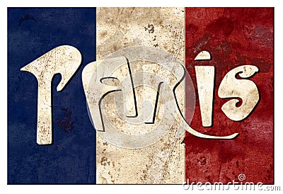 Paris France travel Logo art sign grunge vintage Parisian landmark Stock Photo