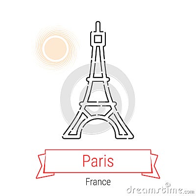 Paris, France Vector Line Icon Vector Illustration