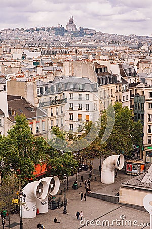 Paris, France. View of the city roofs from the observation gallery of the Georges Pompidou Center Editorial Stock Photo